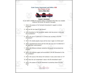 Crash Course: Government and Politics #28: Due Process of Law Worksheet