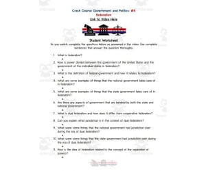 Crash Course: Government and Politics #4: Federalism Worksheet