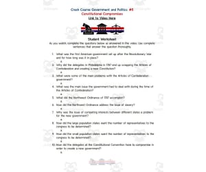 Crash Course: Government and Politics #5: Constitutional Compromises Worksheet