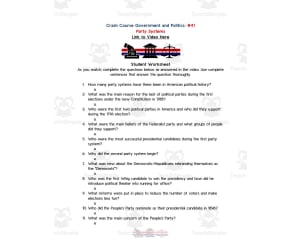 Crash Course Government Episode Worksheet | 41 - Party Systems