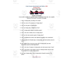 Crash Course Government Episode Worksheet | 50 - Foreign Policy