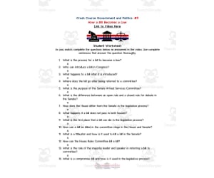 Crash Course Government Episode Worksheet | 9 - How a Bill Becomes a Law