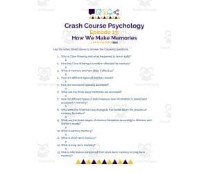 Crash Course Psychology Episode Worksheet | 13 - How We Make Memories
