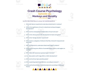 Crash Course Psychology Episode Worksheet | 19 - Monkeys and Morality