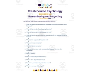 Crash Course Psychology Worksheet | 14 - Remembering and Forgetting