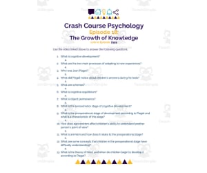 Crash Course Psychology Worksheet | 18 - The Growth of Knowledge