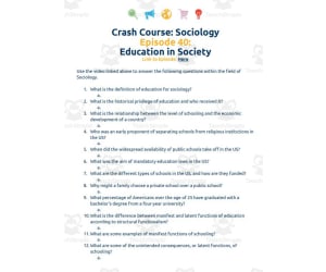 Crash Course Sociology #40: Education in Society Worksheet