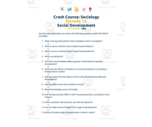 Crash Course Sociology Episode Worksheet | 13 - Social Development