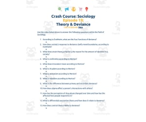 Crash Course Sociology Episode Worksheet | 19 - Theory & Deviance