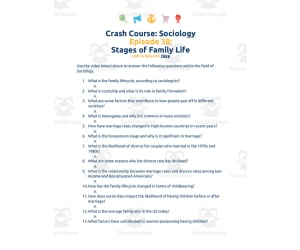 Crash Course Sociology Episode Worksheet | 38 - Stages of Family Life