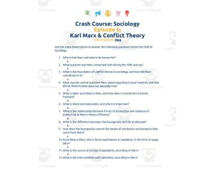 Crash Course Sociology Episode Worksheet | 6 - Karl Marx & Conflict Theory
