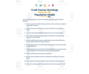 Crash Course Sociology Worksheet | 43 - Population Health