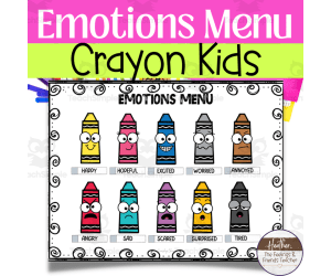 Crayon Feelings Faces & Emotions Menu-- Chart and Reference Poster