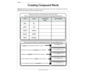 Creating Compound Words Worksheet