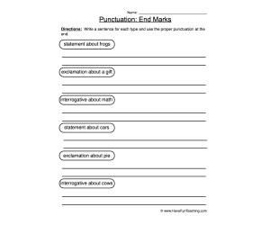 Creating End Punctuation Worksheet