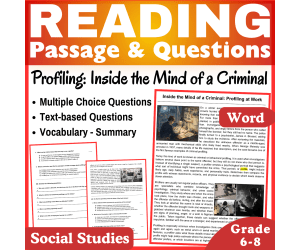 Criminal Profiling: Social Studies Reading Comprehension Passage. Word