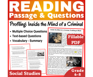Criminal Profiling: Social Studies Reading Passage (Fillable PDF)