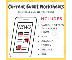 Current Event Worksheet for Interactive Notebook (Google Docs & PDF)