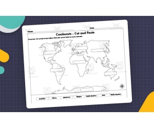 Cut and Paste World Map – 7 Continents Activity