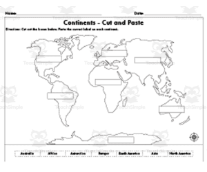 Cut and Paste Continents - World Map