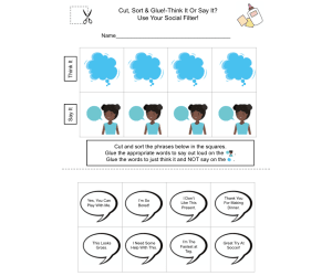 Cut, Sort, & Glue-Think It Or Say It?