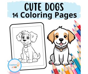 Cute Dogs Coloring Pages for Kids.