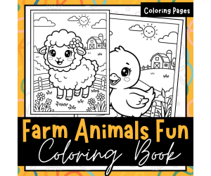 Cute kawaii farm animals for kids to color!
