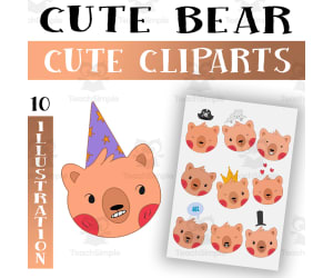 Cute Teddy Bear Clipart / Baby Shower Clipart / Cute Bear Clipart