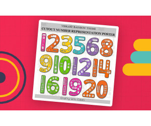 Cutout Number Representation Posters In Vibrant Rainbow Theme