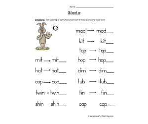CVC E Worksheet - Adding