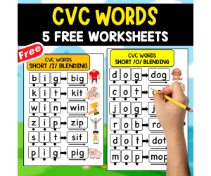 CVC WORDS | 5 FREE WORKSHEETS OF EXERCISES