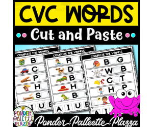 CVC Words Worksheets - Cut and Glue - Pack 2