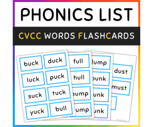 CVCC Words Flashcards, Short Vowel U, SET 1