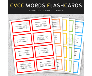 CVCC Words Tracing Flashcards: Short Vowels (A E I O U), CVCC Words List