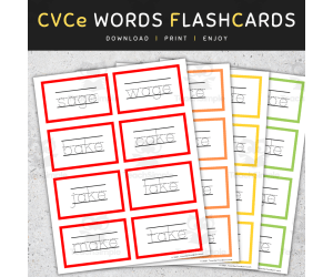 CVCe Words Tracing Flashcards: Long Vowels (A I O U), CVCe Words List