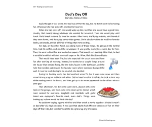 Dad's Day Off - Reading Comprehension Worksheet