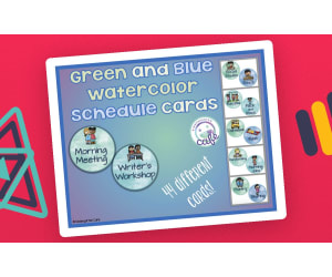 Daily Schedule Cards | Green and Blue Watercolor Theme