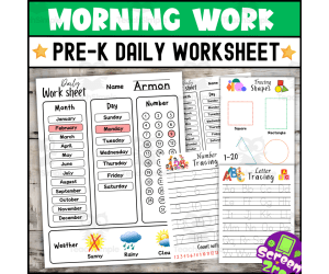 Daily Worksheets For Pre-k Preschool Morning Work Printable activities