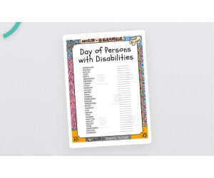Day of Persons with Disabilities word Scramble puzzle worksheet