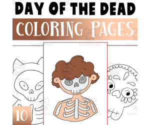 Day of The Dead Coloring Pages, Dia De Los Muertos Coloring Worksheets