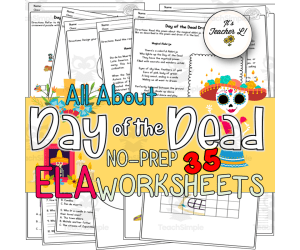 Day of the Dead - Dia de los Muertos No-Prep ELA Worksheets