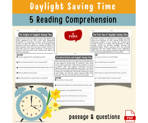 Daylight Saving Time History Reading Comprehension Worksheet | Spring