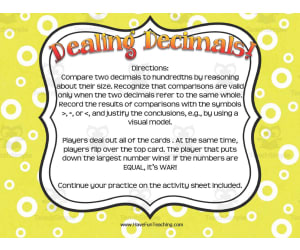Dealing Decimals Activity