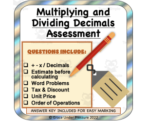 Decimal Operations Assessment: Add, Subtract, Multiply, Divide
