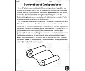 Declaration of Independence Reading Packet + Distance Learning