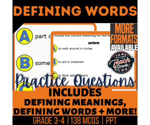 Defining Words Practice Questions - Vocabulary Grade 3-4 (PPT)