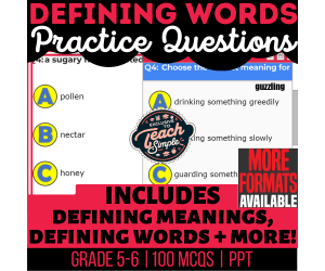 Defining Words Practice Questions - Vocabulary Grade 5-6 (PPT)
