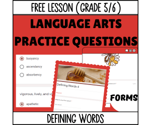 Defining Words Sample Lesson - Vocabulary Grade 5-6 (Forms)