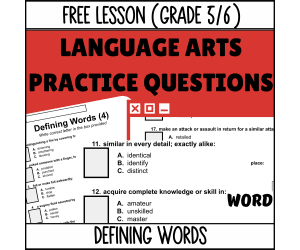 Defining Words Sample Lesson - Vocabulary Grade 5-6 (Word)