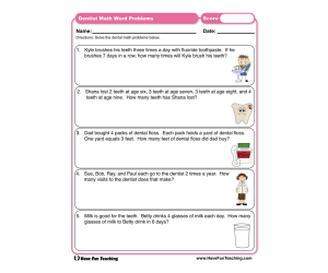 Dental Math Word Problems Worksheet